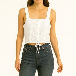 A New Day Size Large White Tie-Front Tank Top.